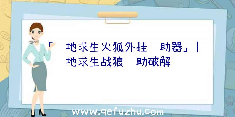 「绝地求生火狐外挂辅助器」|绝地求生战狼辅助破解